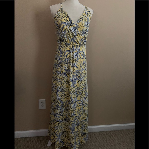 Women’s Yellow and Blue Floral Maxi Dress Large - Picture 9 of 9